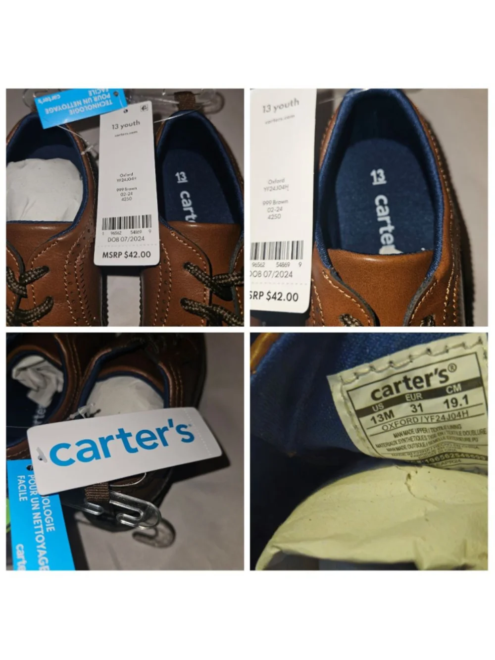 Boys Carter's Brown Oxford Dress Shoes 13 (Little Boy)